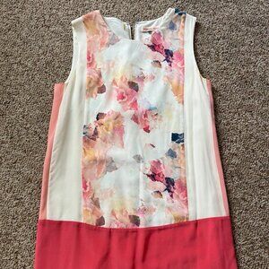 Rebecca Taylor Pink White Watercolor Silk Dress Size 4 GUC
